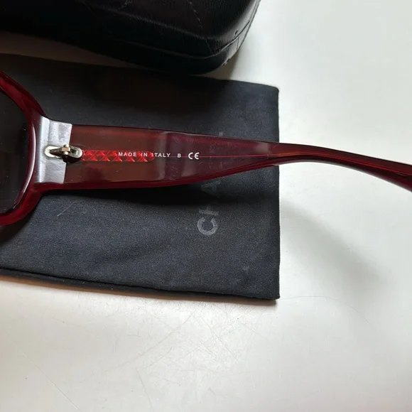 CHANEL vintage large Burgundy Prescription lens Frames+Sock+Quilted CC CASE CHANEL vintage large Burgundy Prescription lens Frames+Sock+  main image 3